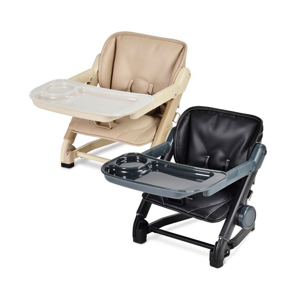 unilove Feed Me 攜帶式寶寶餐椅 椅身加皮革墊 珍奶色系