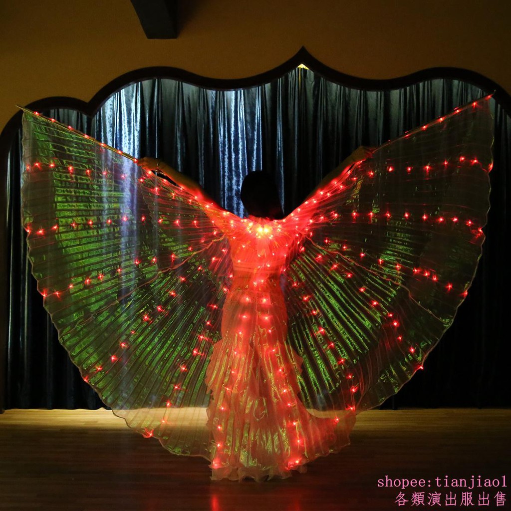 可超取舞蹈必備LED發光翅膀舞翅跳舞發光道具表演肚皮舞翅膀精簡版紅光S優品團購價