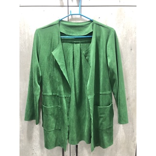 epanouir 復古 綠色毛呢布料 西裝剪裁外套