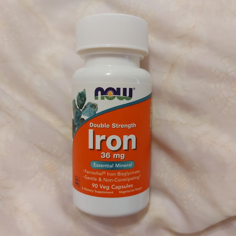 【降價＋最便宜】美國大廠高劑量鐵劑。Now Iron健而婷Iron鐵劑素食膠囊 36mg 高單位 雙倍 90粒