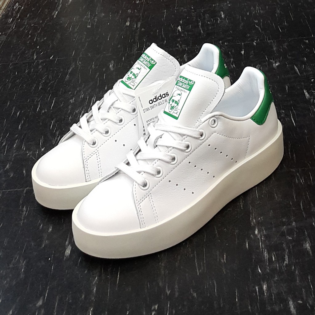 adidas STAN SMITH BOLD W 白色綠色全白厚底增高加厚皮革薄鞋舌復古S32266 | 蝦皮購物