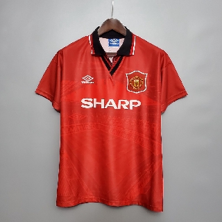94-96 曼聯足球主場復古足球 MU 球衣復古襯衫經典套裝長袖