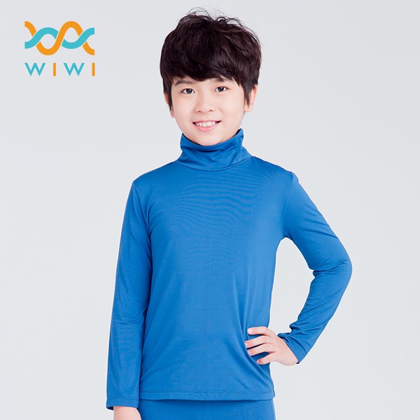 【WIWI】MIT溫灸刷毛高領發熱衣(翡翠藍 童100-150)0.82遠紅外線 迅速升溫 加倍刷毛 3效熱感 輕薄顯瘦