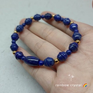 rainbow crystal 🌈天然青金石手珠 手串 手鍊 鈴噹 7mm 桶珠 14k金珠