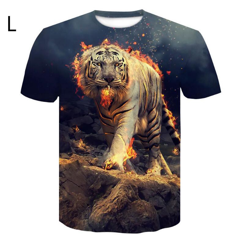 ✨我最潮✨夏季 3D立體 個性 短袖T恤 男生 霸氣 老虎 獅子頭 小丑 前後打印 滿版 圖案 加大碼 青少年上衣