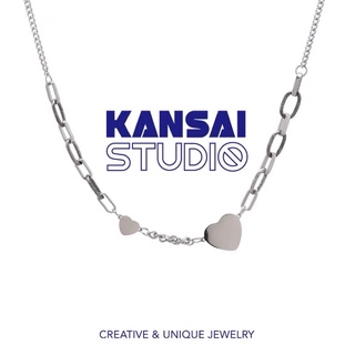 KANSAI新款2022拼接大小愛心項鍊嘻哈冷淡風鎖骨鏈小眾設計感飾品