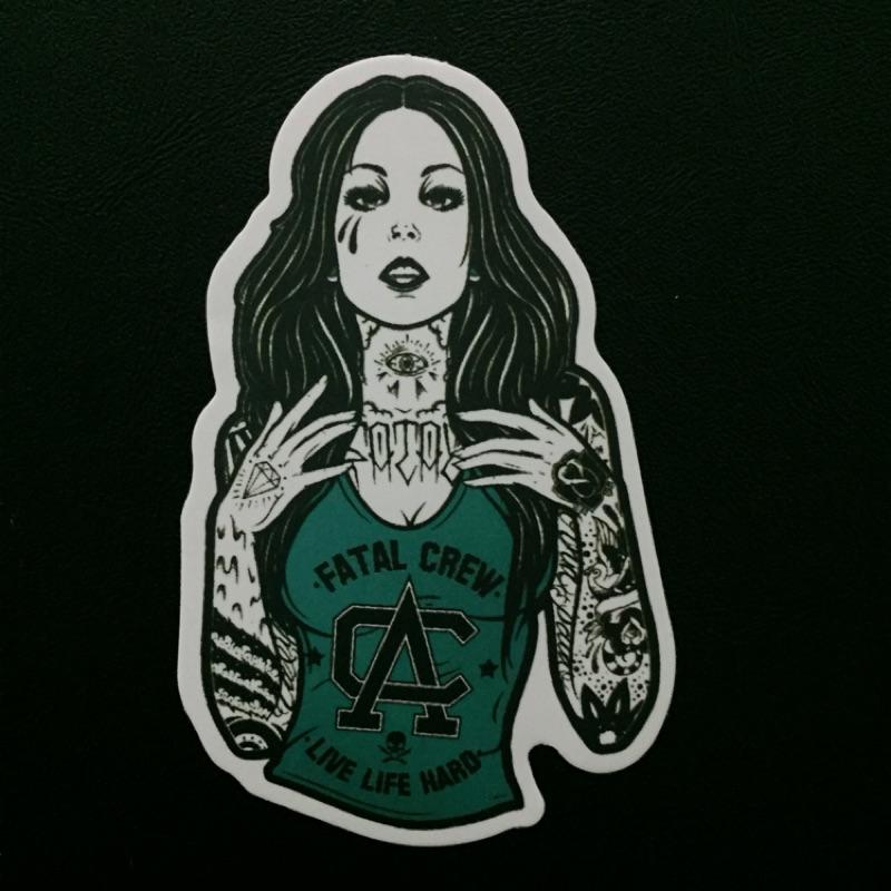 PVC 防水貼紙 刺青個性女孩 tattoo 行李箱貼紙 安全帽 筆電 滑板 吉他 機車 惡搞 潮流 個性 美式 貼紙