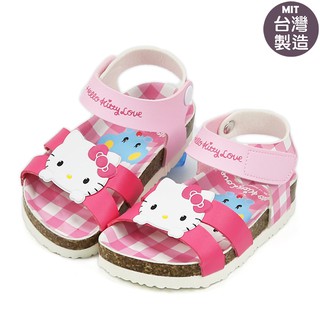 零碼/女童鞋/Hello Kitty 凱蒂貓大頭造型格紋氣墊涼鞋(817923)桃色14-19號