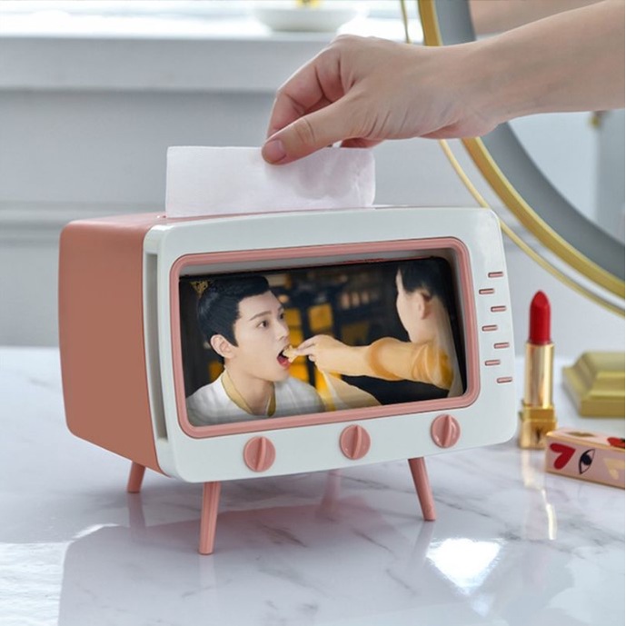 【花房生活市集】創意手機支架 面紙盒 電視造型 衛生紙收納架