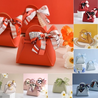 喜糖盒子 喜糖袋子 禮品盒包裝 北歐風 皮質空盒 婚慶滿月生日 創意結婚禮手提一體包