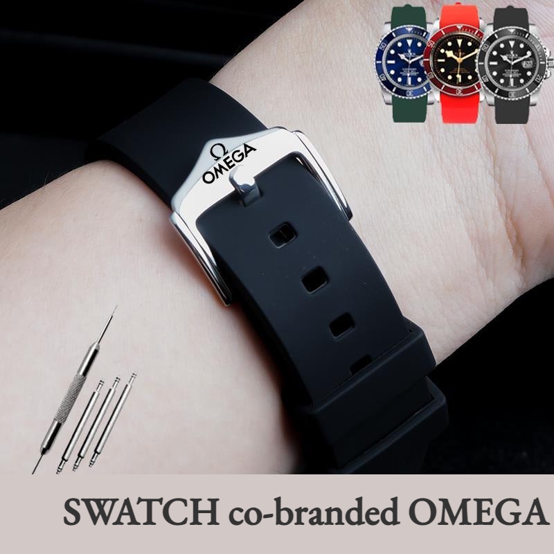 硅膠錶帶適配歐米茄聯名斯沃琪海馬300 AT150 弧形手錶帶20mm  Omega Co-branded Swatch