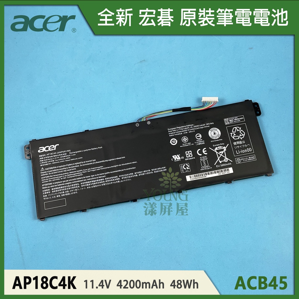 【漾屏屋】含稅 ACER 宏碁 TMP215-52G AP18C4K 全新 原裝 筆電 電池