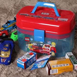 兒童玩具收納箱塑膠日式透明帶蓋儲物箱卡通手提整理箱盒