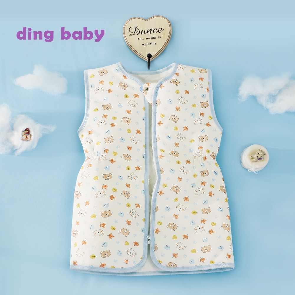 【ding baby】MIT台灣製派對熊鋪棉防踢睡袍-藍 台灣製造 小丁婦幼