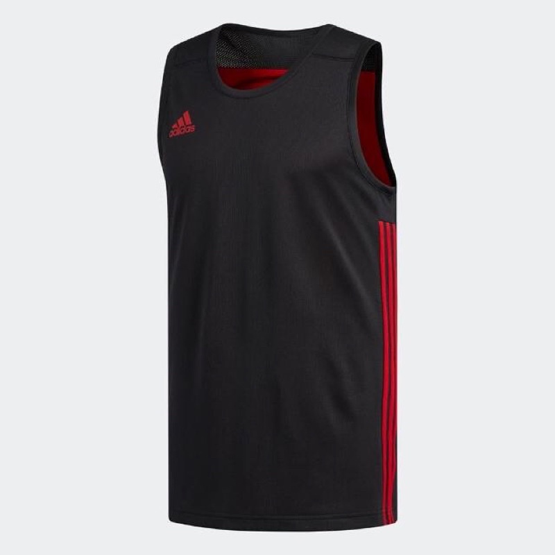 ADIDAS 男雙面籃球背心 吸濕排汗 慢跑 球衣 運動 無袖上衣 愛迪達 DY6588 黑紅 NO.E880