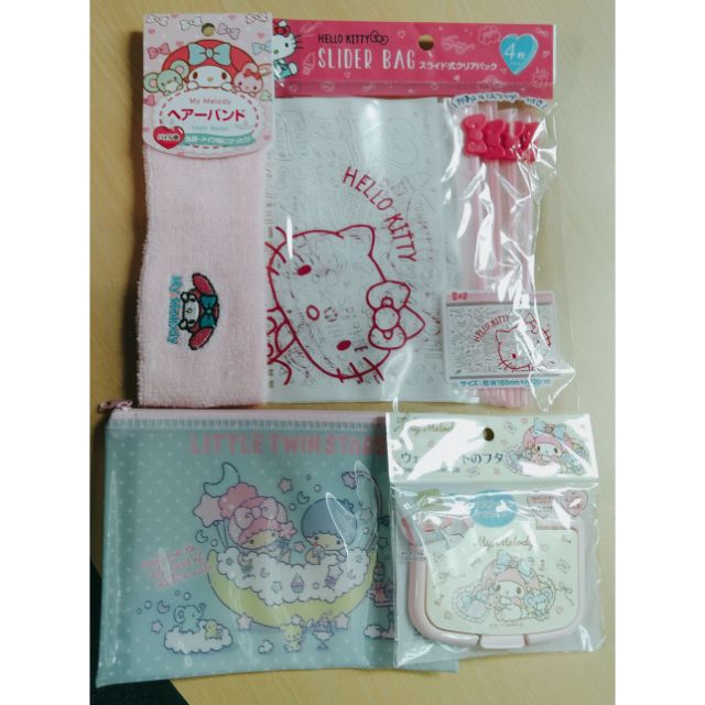 Hello Kitty 拉鍊袋，雙子星拉鍊袋 ，美樂蒂髮圈 濕紙巾盒蓋