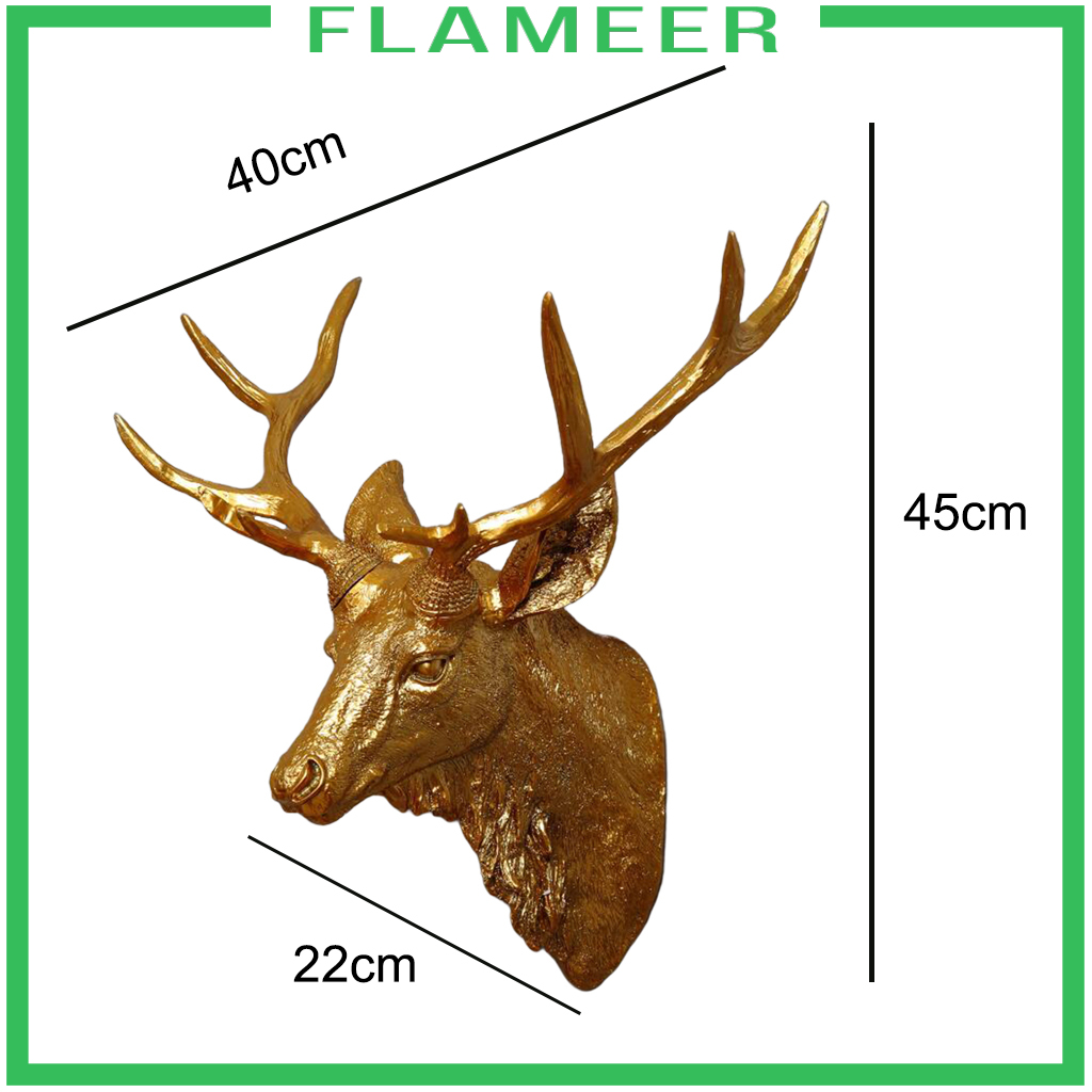 Flameer 3d鹿頭鹿角墻藝術雕像貼紙家居裝飾 蝦皮購物