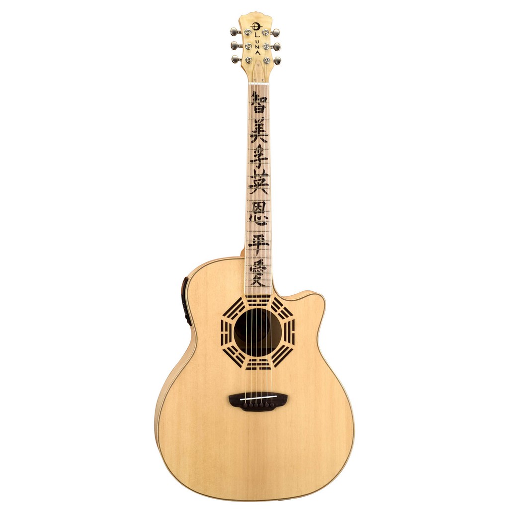 【旅行吉他專門店】LUNA OCL ZEN 「禪」設計吉他 指板鑲嵌書法文字（雲杉單板） 插電吉他 民謠吉他 木吉他