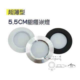 【臺北點燈】臺灣製造 超薄型 LED 3W 櫥櫃崁燈 崁孔5.5CM 櫥櫃燈 黑/白/銀 5.5公分 全電壓