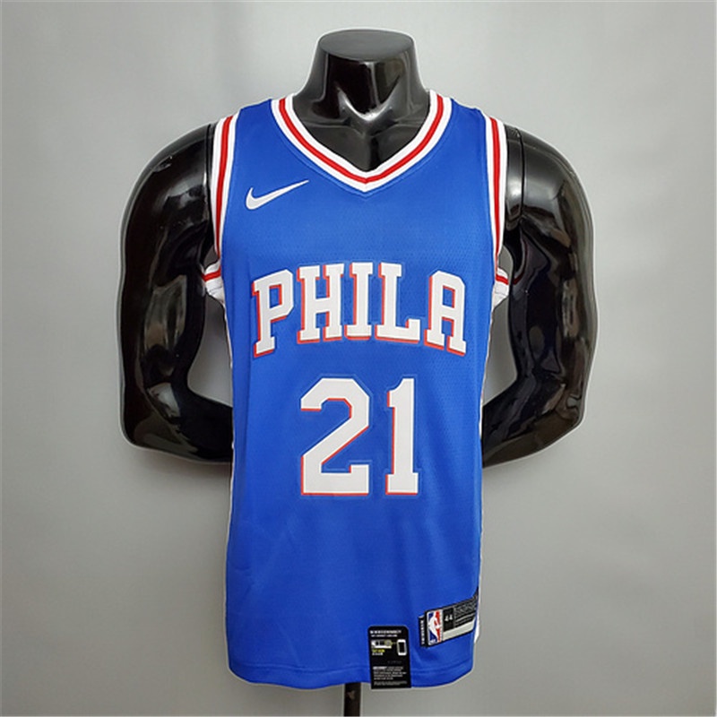 Nba Jersey費城 76 人隊恩比德 Philadelphia 76ers Joel Embiid藍色籃球球衣