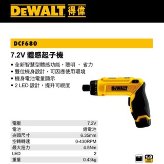 含税 DCF680 8V體感起子機 DEWALT 得偉 可彎曲 可折疊