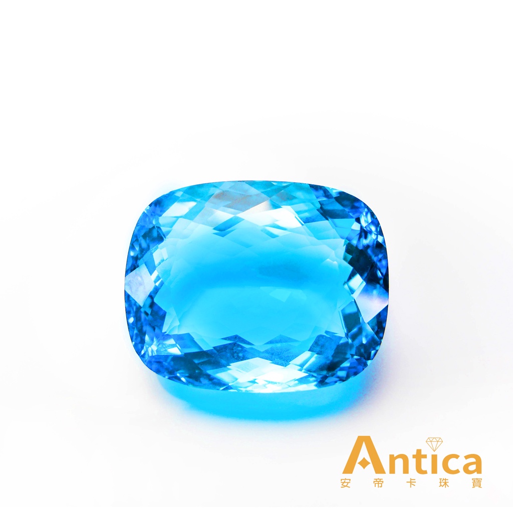 [ANTICA] 托帕石 Blue Topaz 藍色 長方 枕形 106.75克拉  瑞士藍托帕石（經理推薦）安帝卡珠寶