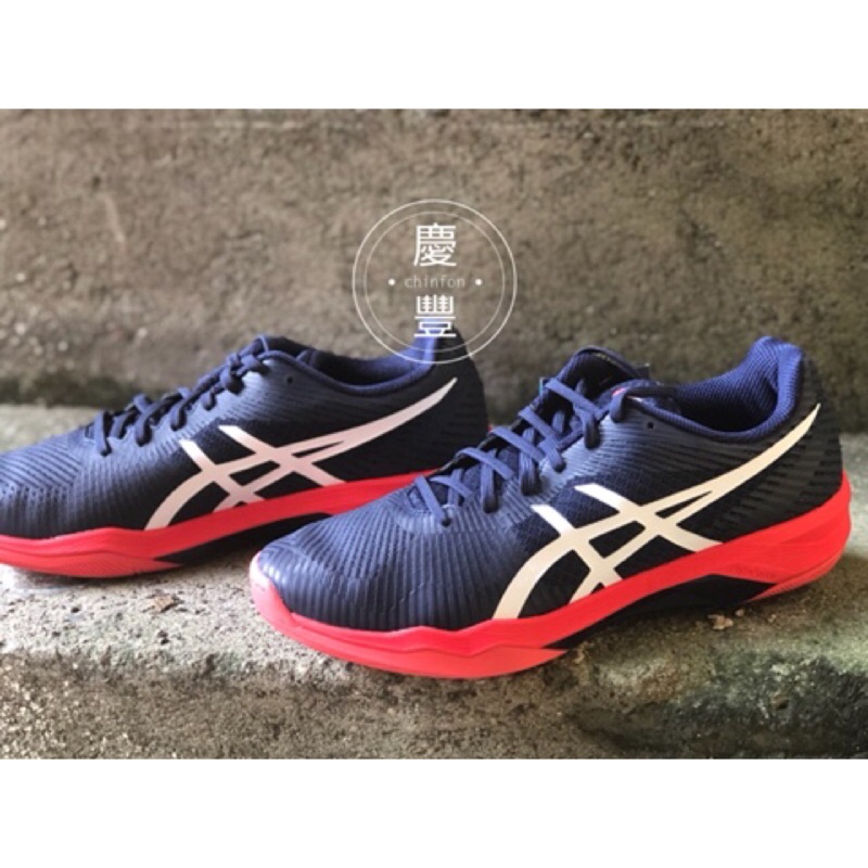 大罐體育👟 亞瑟士 asics VOLLEY ELITE FF B701N-400 排球鞋 羽球鞋 藍 紅 排球聯盟