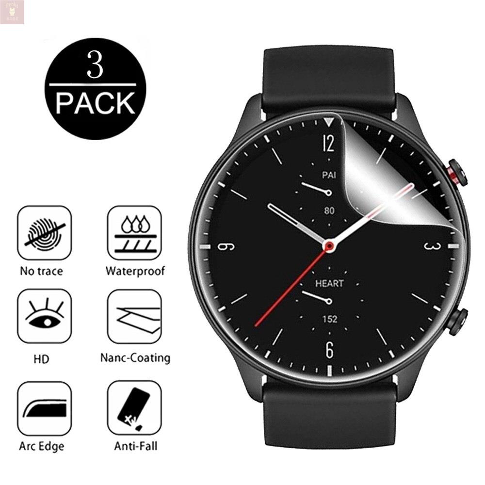 【熱賣】適用於 Huami Amazfit Gtr 2 Gtr2 智能手錶全屏保護膜的 3pcs Tpu 水凝膠膜高清透