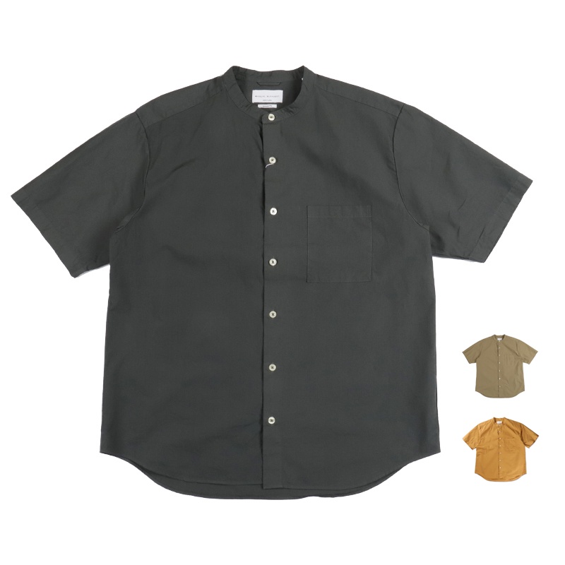 日本MANUAL ALPHABET Loosefit Shirt高密度棉無領微寬鬆短袖襯衫