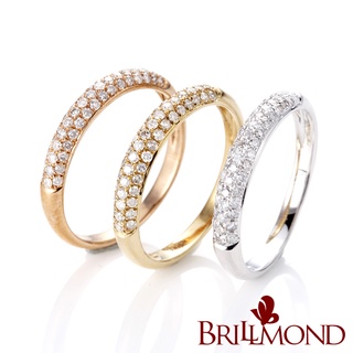 【BRILLMOND】50分18K金微鑲永恆 天然鑽石線戒(18K金三色選)