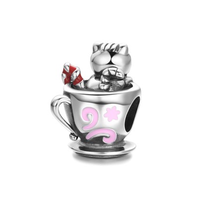 599元// SOUFEEL現貨 享受咖啡的貓 串珠 純銀(粉色, 紅色)
