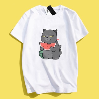 JZ TEE 貓咪-吃西瓜 短袖T恤衣服 男女通用版型上衣