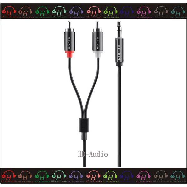 現貨⚡弘達影音多媒體 Belkin 3.5mm to RCA Cable 音源線 喇叭線 RCA to 3.5mm公司貨