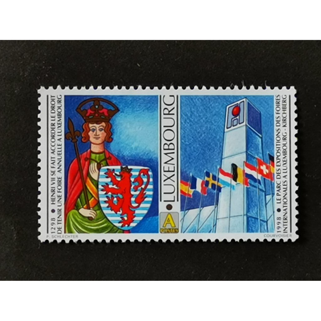 (C6596)盧森堡1998年歷史文件國旗紀念碑郵票1全