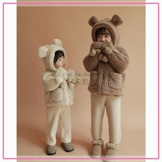 ✨小不點兒✨女童保暖連帽外套2022新款寶寶冬裝刷毛兒童洋氣加厚雙面絨毛毛衣90-130