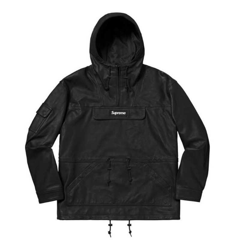 Supreme FW18 Leather Anorak 黑皮衣