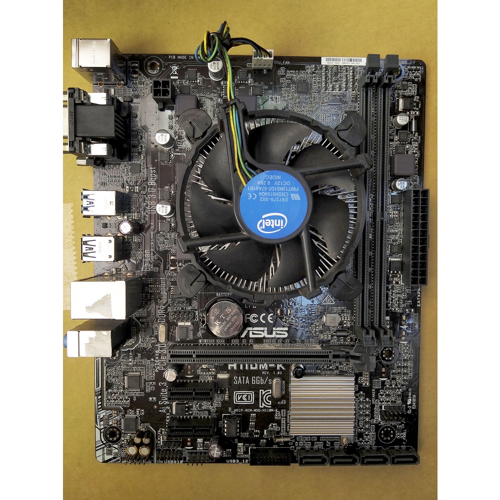 Intel Celeron G3930＋華碩 H110M-K 附主機板 I/O後擋板＋CPU風扇