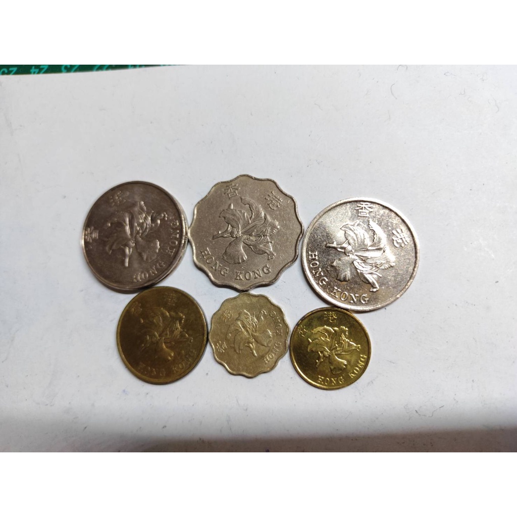 香港A 港幣 硬幣 1毫 2毫 5毫 1元 2元 5元硬幣各一枚，一組共六枚