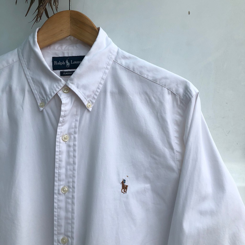 [Oldman Vintage] Polo Ralph Lauren 白色 彩色標 馬球標 古著 襯衫 L號 P41