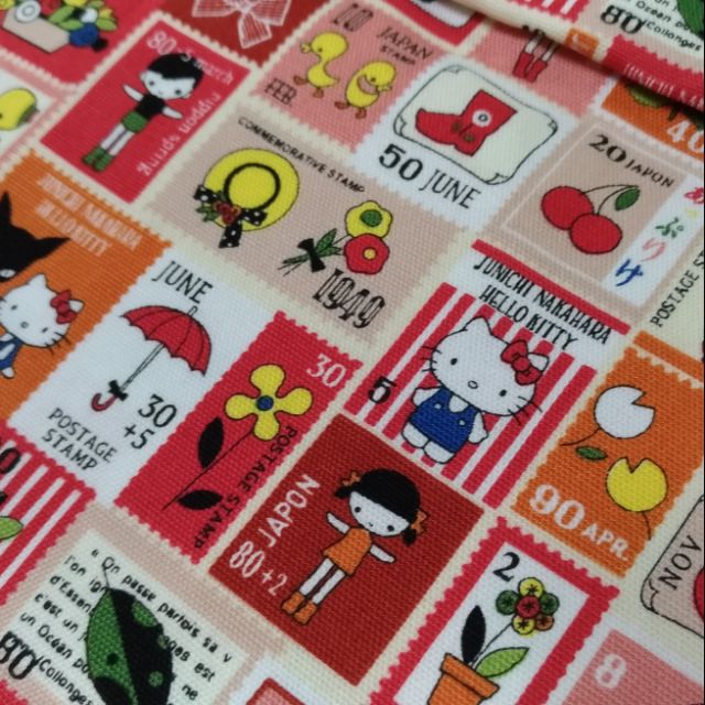 豬豬日本拼布 限量版權卡通布 三麗鷗 Hello Kitty  小郵票 牛津布厚棉布料材質