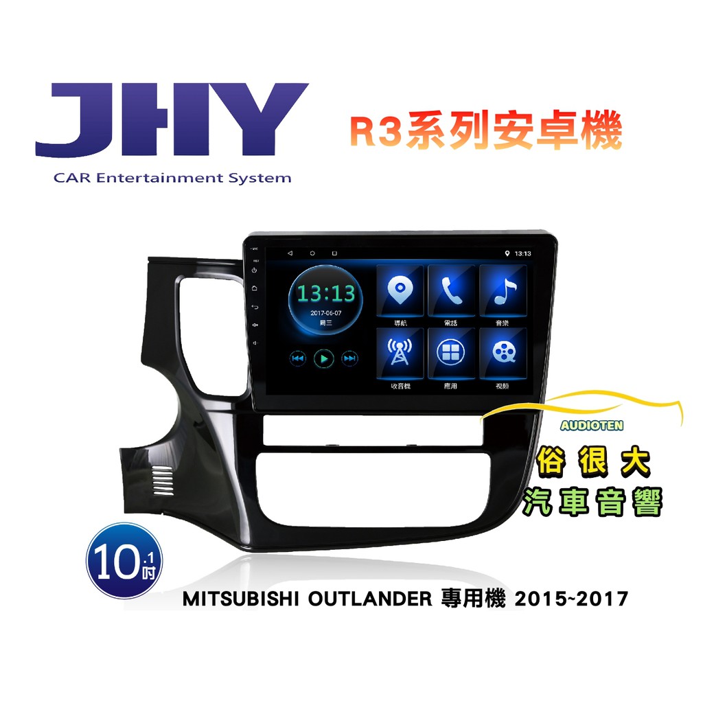 俗很大~JHY 三菱 OUTLANDER 專用機 R3 安卓機 10吋導航/藍芽/USB/網路電視/安卓6.0
