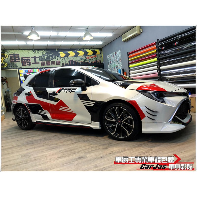 車爵士專業車體包膜 汽車包膜汽車彩繪前檔貼車身貼電腦割字大圖輸出運動線條toyota Auris 蝦皮購物