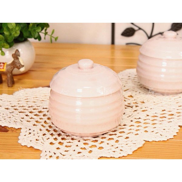 ~熱銷~新款日本製造進口美濃燒帶蓋陶瓷燉盅日式小湯碗茶碗蒸碗蒸盅粉色白色