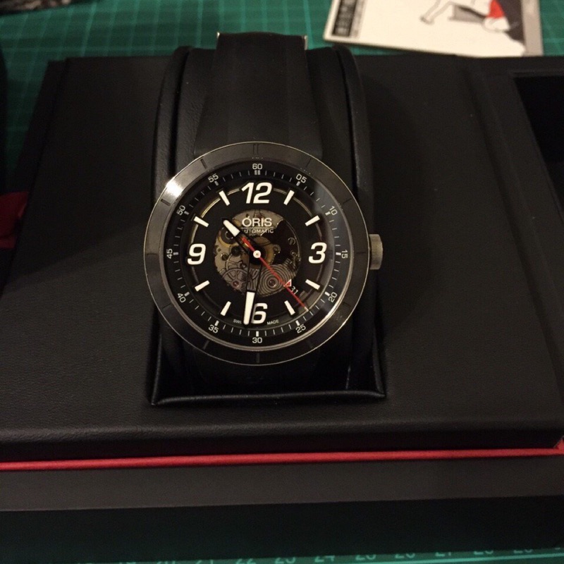 二手美品 ORIS TT1 競速陶瓷時尚鏤空機械腕錶-黑