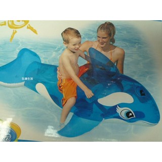 玩樂生活 美國INTEX 藍色小鯨魚充氣坐騎 動物造型坐騎 有手把 夏天玩水/游泳/戲水(免費維修 瑕疵換新品)