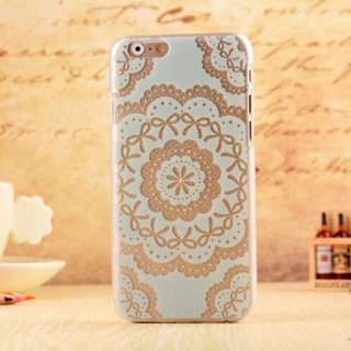 出清‼️狂降‼️ 透明粉藍蕾絲 iPhone 6 / 6s plus 手機殼手機套保護套彩繪殼硬殼