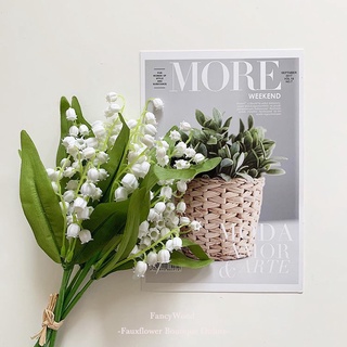 日式清新風格鈴蘭仿真花 結婚高檔手捧花ins風格仿真鈴蘭花風鈴草假花新娘手捧花仿真花束仿真鈴蘭假花裝飾花假花鈴鐺