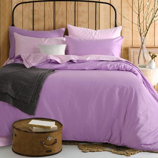 床包組 標準雙人 淺紫粉 玩色 素色 馬卡龍 精梳純棉 5尺 床包組 被套 枕套 簡約 北歐 佛你企業