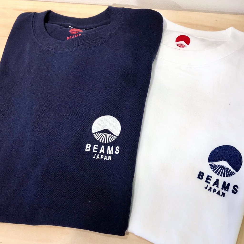 【🔥日本代購】【當季款】 BEAMS JAPAN logo embroidery TEE 刺繡T 白色 藍色
