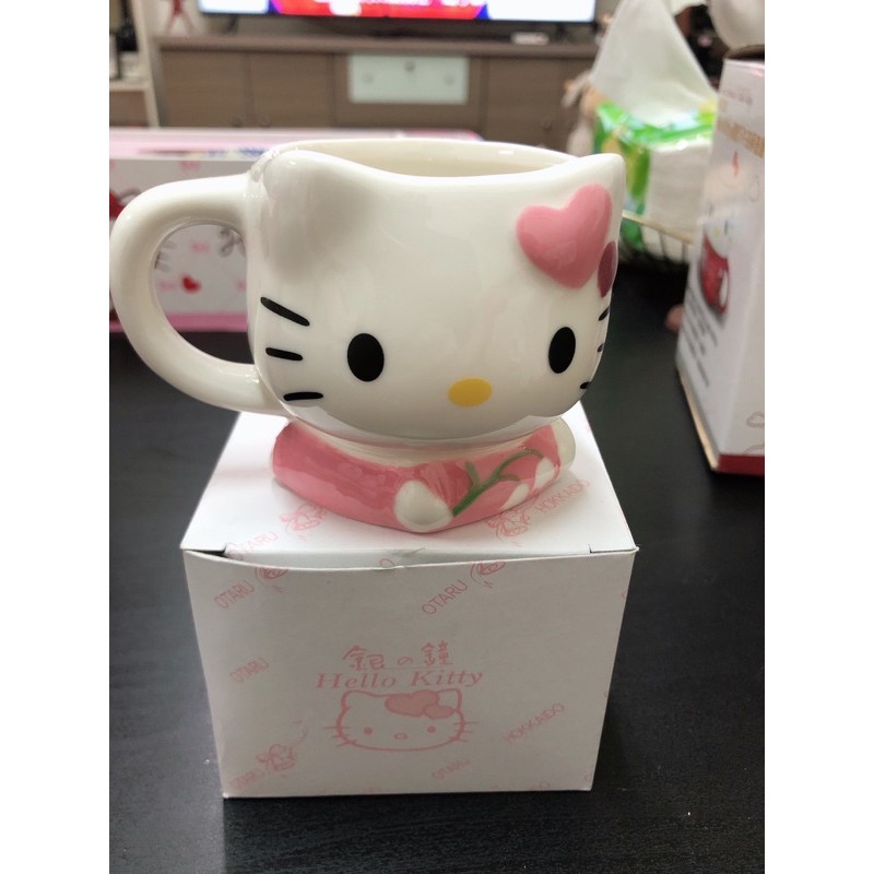 日本北海道小樽銀之鐘咖啡杯 立體凱蒂貓咖啡杯 Hello kitty 咖啡杯 銀鐘咖啡杯 茶杯 馬克杯 日本限定